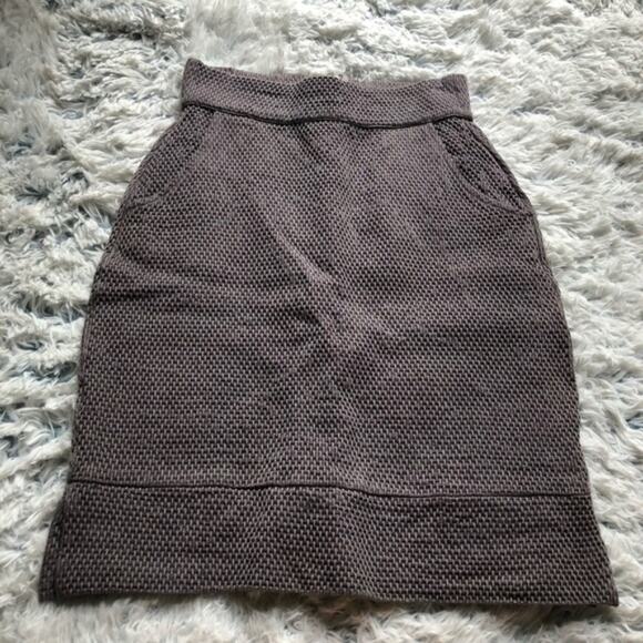 Ethos Paris Gray Woven Knee Length 100% cotton Pencil Skirt - Picture 3 of 8